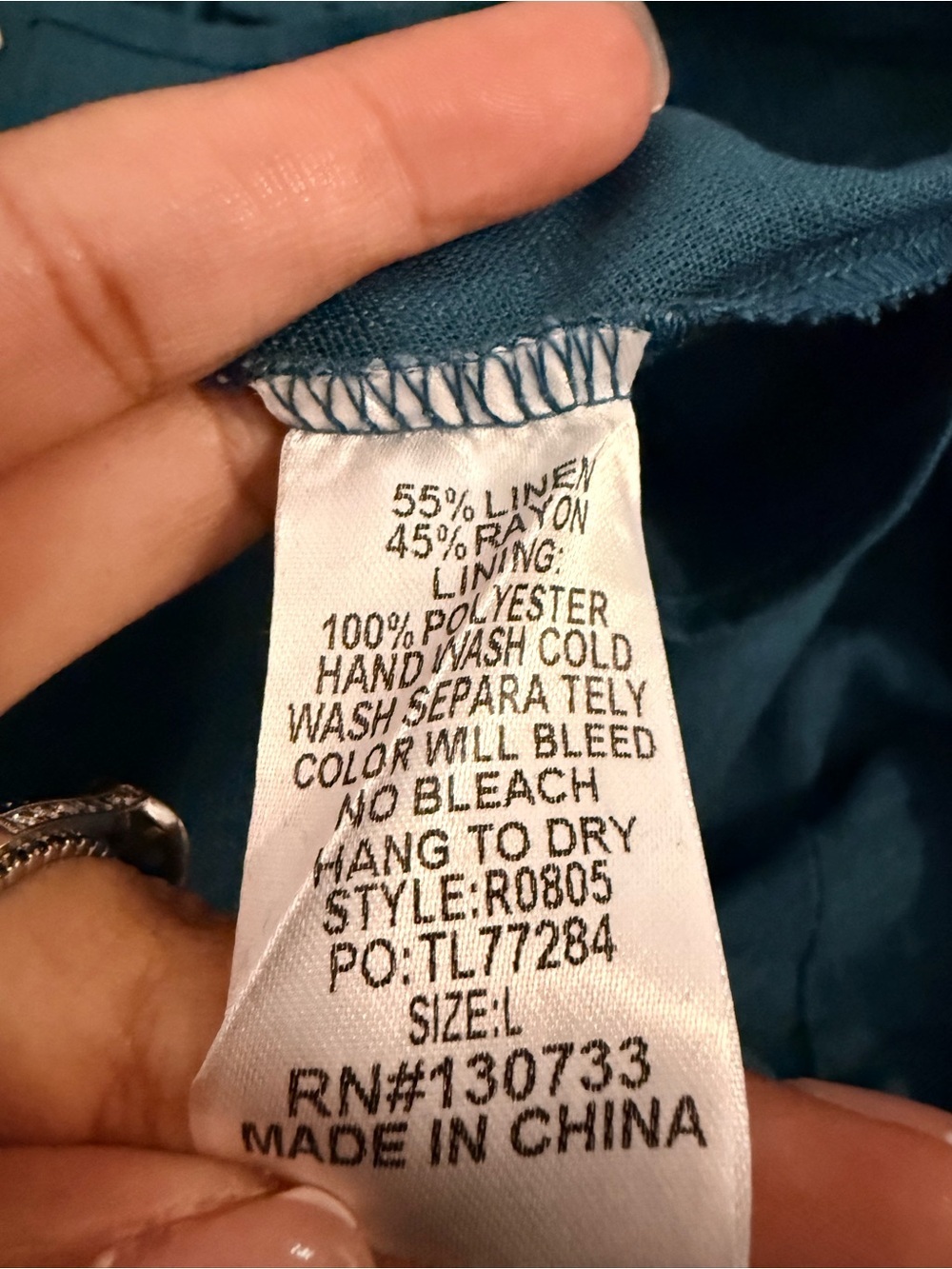 Umgee Teal Embroidered Sleeve Blouse Sz L - Picture 3 of 12